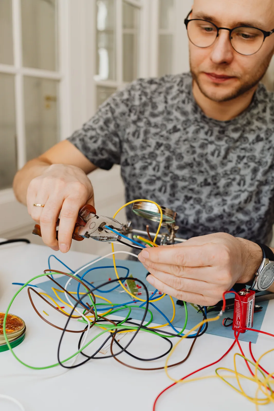 Preparing conductors at the bench, for commercial electrical in Calgary