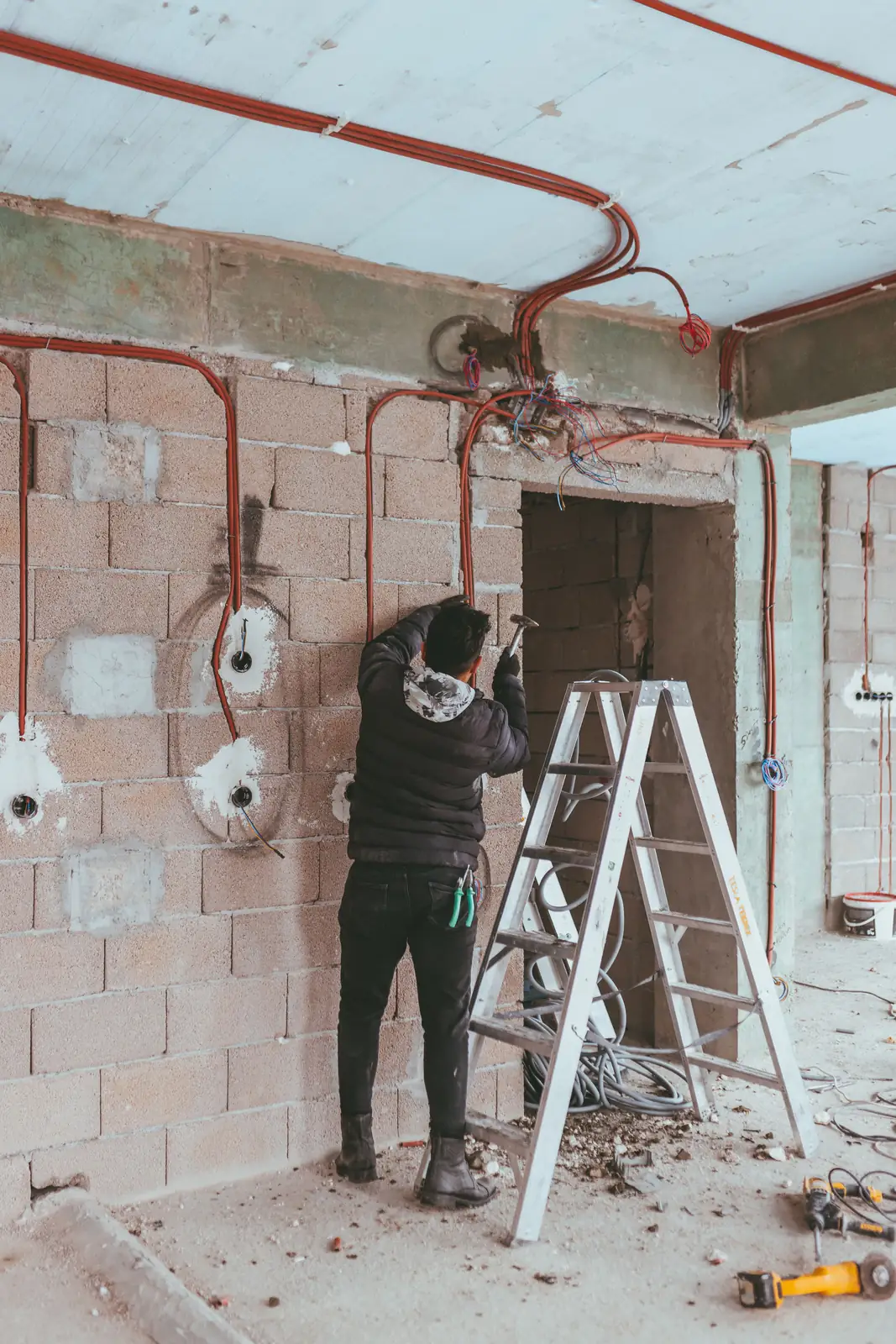 First-fix conduit and back boxes on site, for electrical inspection in Calgary